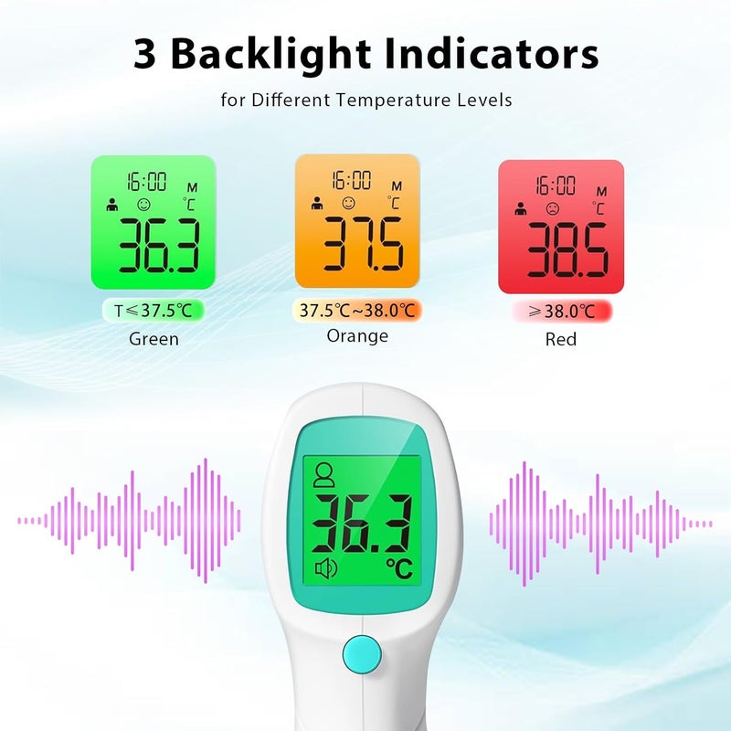 P PANACARE Non Contact Forehead Thermometer for Adults and Kids, Digital No-Touch Infrared Thermometer Temperature Gun for Baby ，3 Color Fever Alarm Accurate Reading 1s Fast Accurate Reading - Image 4